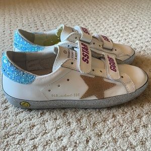 Golden Goose Old School Sneakers kids silver glitter